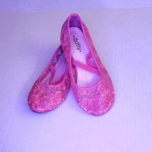 NEW Dotty Pink Lace Ballet Flats for A girl Size 3